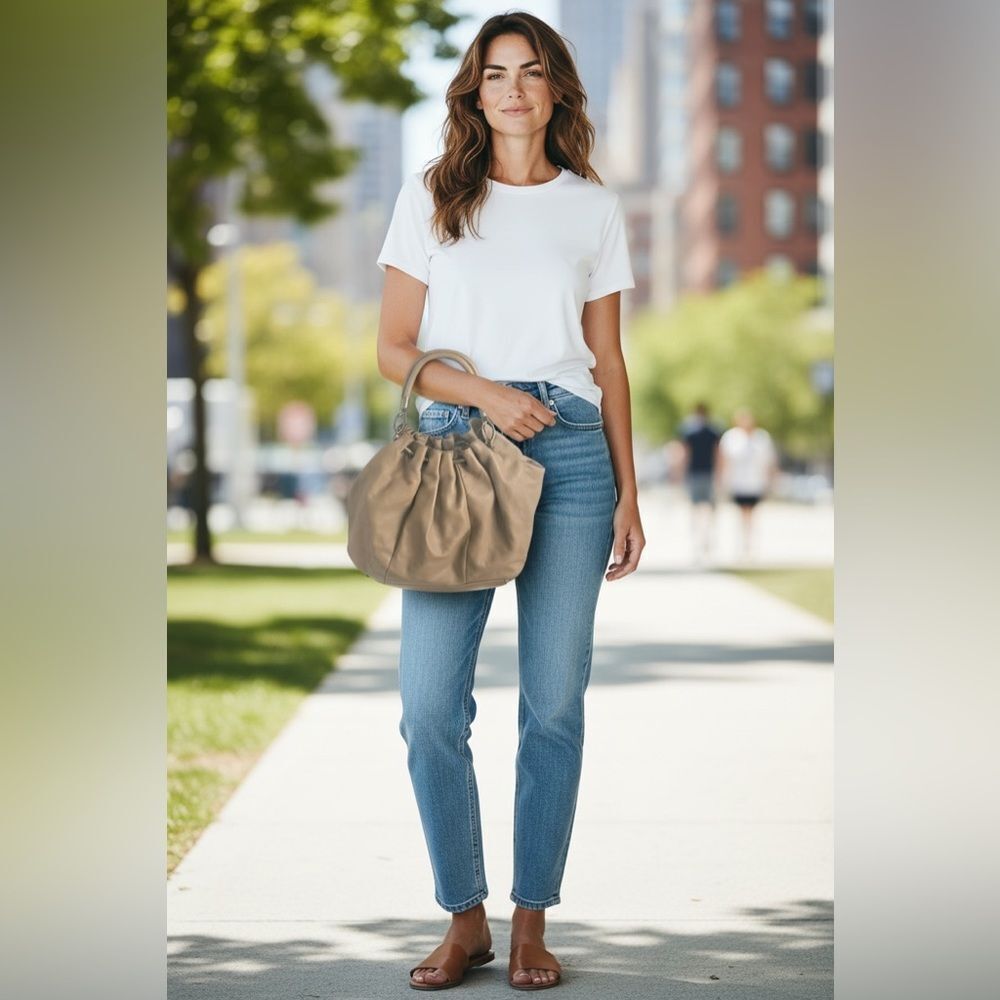 Abro tan / camel large leather shoulder tote bag